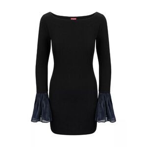 Staud Women's Black Swinton Long-Sleeve Mini Dress Size Medium NWOT D041